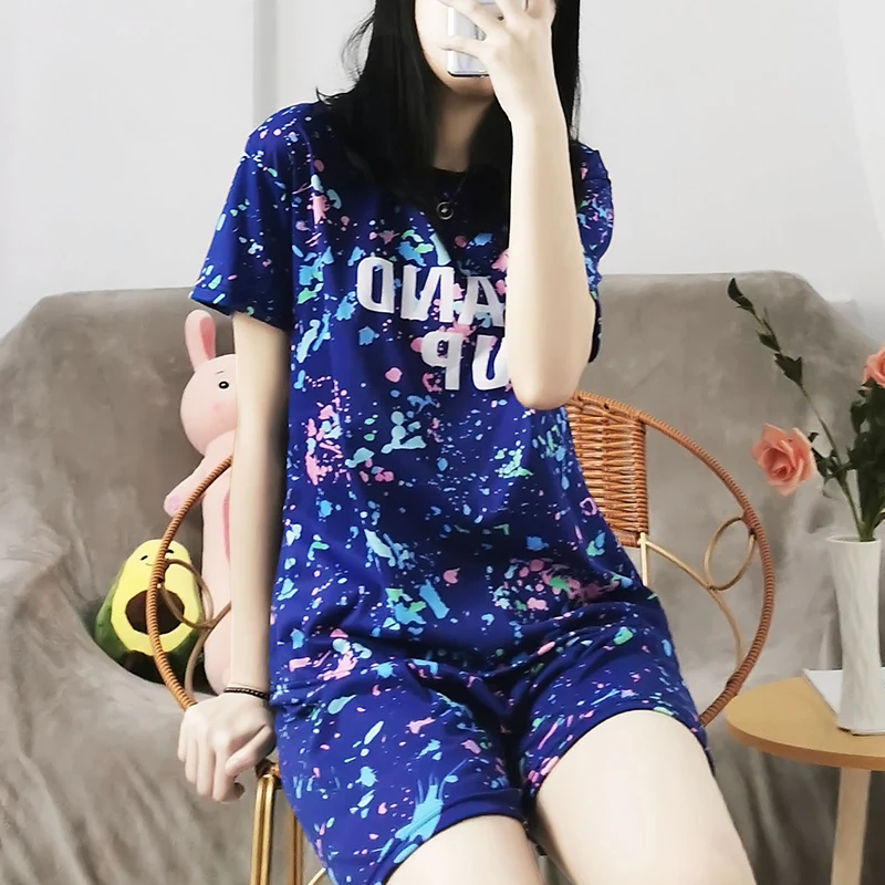 New blue starry short-sleeved shorts pajamas ladies suit summer comfortable cartoon cute girl wind home suit
New blue starry short-sleeved shorts pajamas ladies suit summer comfortable cartoon cute girl wind home suit
