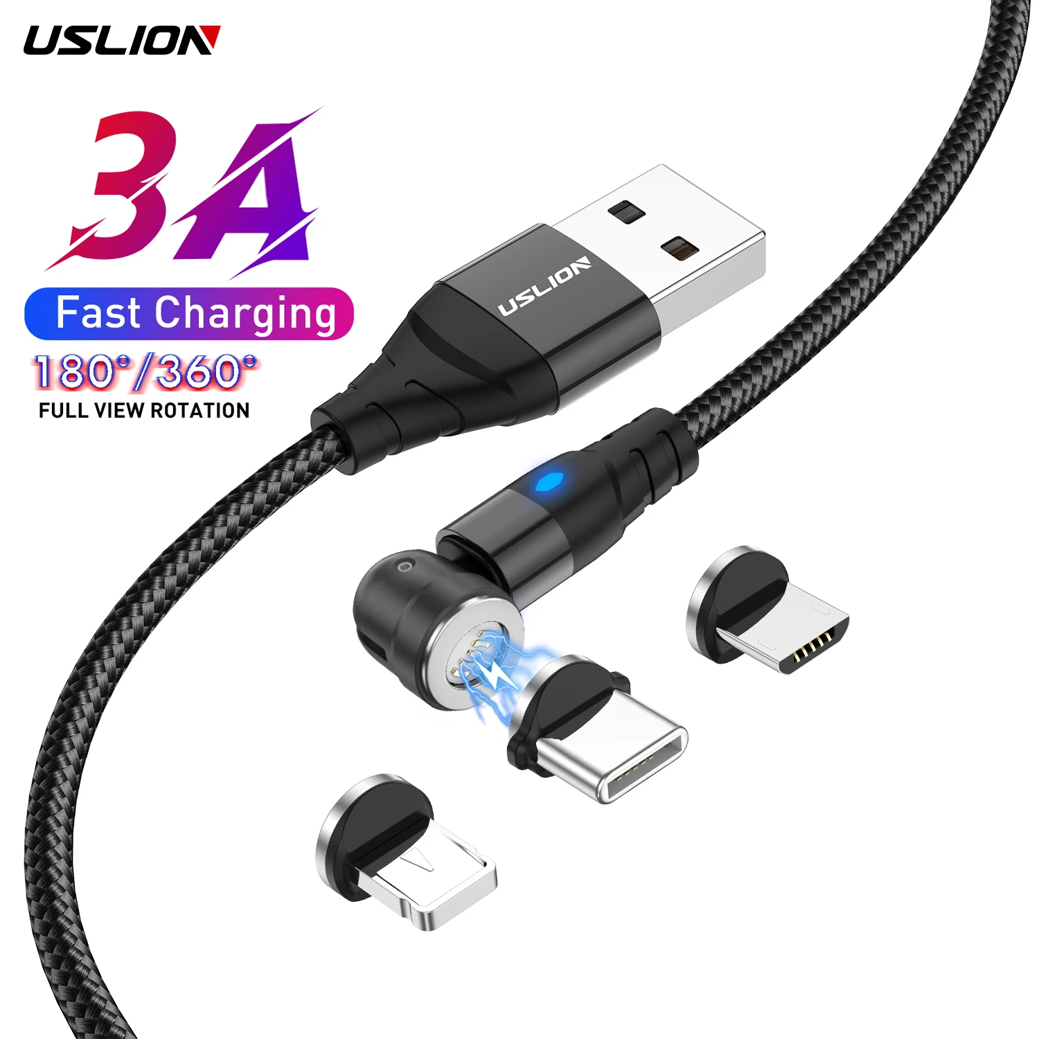 USLION OEM 3 in 1 540 Rotate magnetic Charger usb cable Type C Micro USB C 8 Pin Charging android magnetic Cable Charge Cord
USLION OEM 3 in 1 540 Rotate magnetic Charger usb cable Type C Micro USB C 8 Pin Charging android magnetic Cable Charge Cord