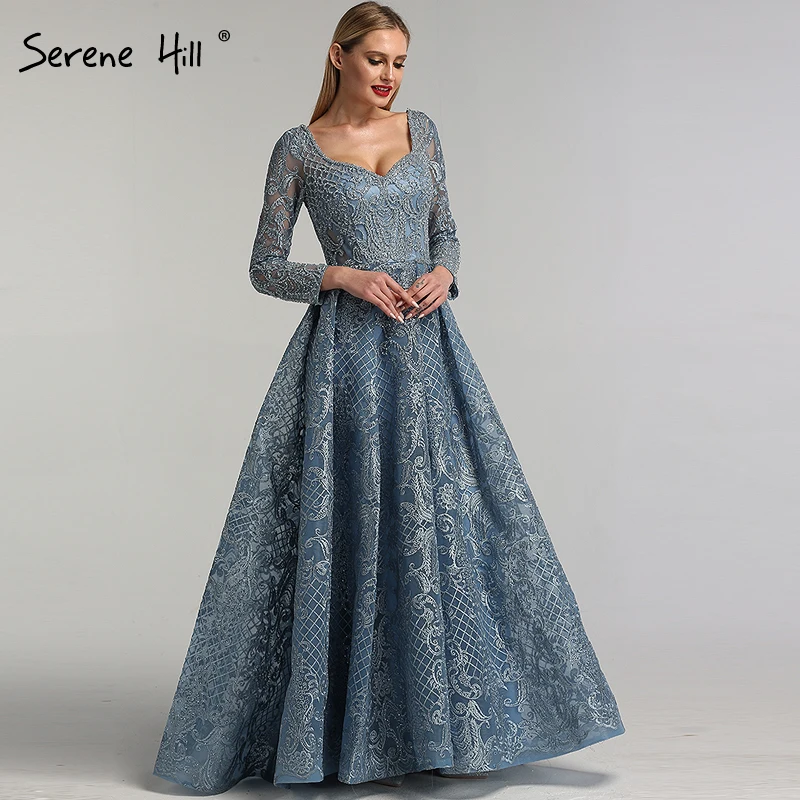 Blue Long Sleeves A Line Lace Crystal Beaded Evening Dresses Serene Hill LA60899 Plus Size Formal Party Wear Gowns For Women
Blue Long Sleeves A Line Lace Crystal Beaded Evening Dresses Serene Hill LA60899 Plus Size Formal Party Wear Gowns For Women