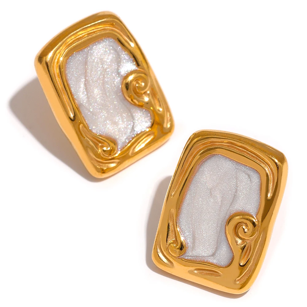 JINYOU 780 Enamel Irregular Square Geometric Waves Stainless Steel Stud Earrings Unique 18k PVD Real Gold Fashion Jewelry Women
JINYOU 780 Enamel Irregular Square Geometric Waves Stainless Steel Stud Earrings Unique 18k PVD Real Gold Fashion Jewelry Women