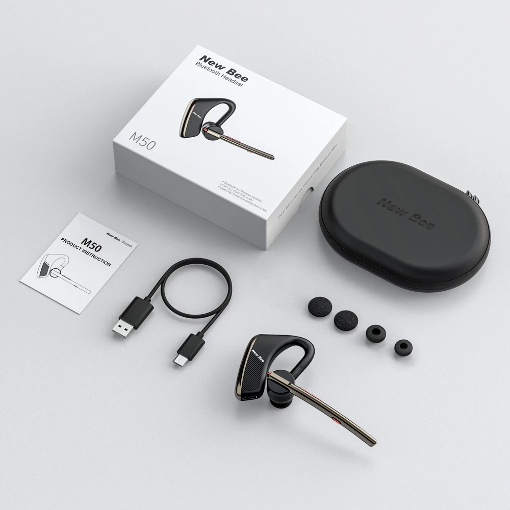 New Bee M50 Small Earpiece Mobile Ear Phones In Ear Bluetooth Single Ear Cell Phone Headset Noise Cancelling Headphones with Mic, Black color
New Bee M50 Small Earpiece Mobile Ear Phones In Ear Bluetooth Single Ear Cell Phone Headset Noise Cancelling Headphones with Mic, Black color
