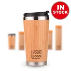 Double Wall Insulated Tea Bamboo Travel Coffee Mug Cup with Custom Logo Stainless Steel Eco Friendly Bamboo Coffee Travel Mug