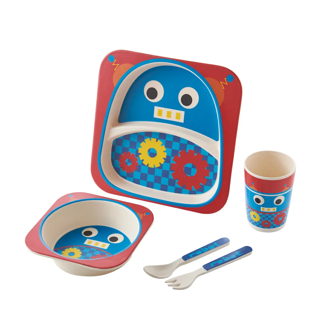 Bamboo fiber children tableware set creative cartoon bowl, plate, spoon, fork, cup, 5 piece tableware set
Bamboo fiber children tableware set creative cartoon bowl, plate, spoon, fork, cup, 5 piece tableware set