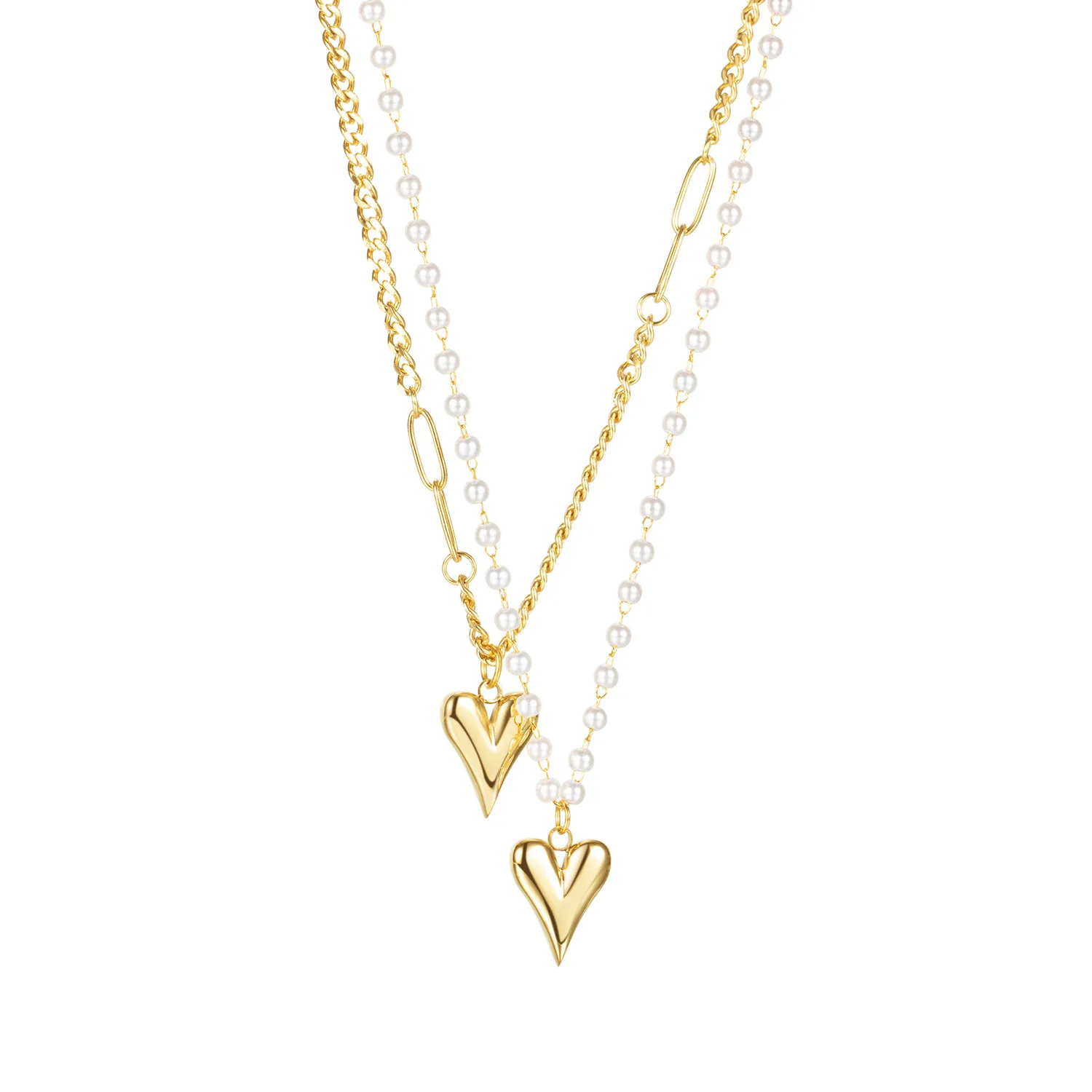 Jewelry Wholesale Customized Personality Double Layer Heart Pendant Clavicle Chain Fashion Stainless Steel Women Necklace
Jewelry Wholesale Customized Personality Double Layer Heart Pendant Clavicle Chain Fashion Stainless Steel Women Necklace