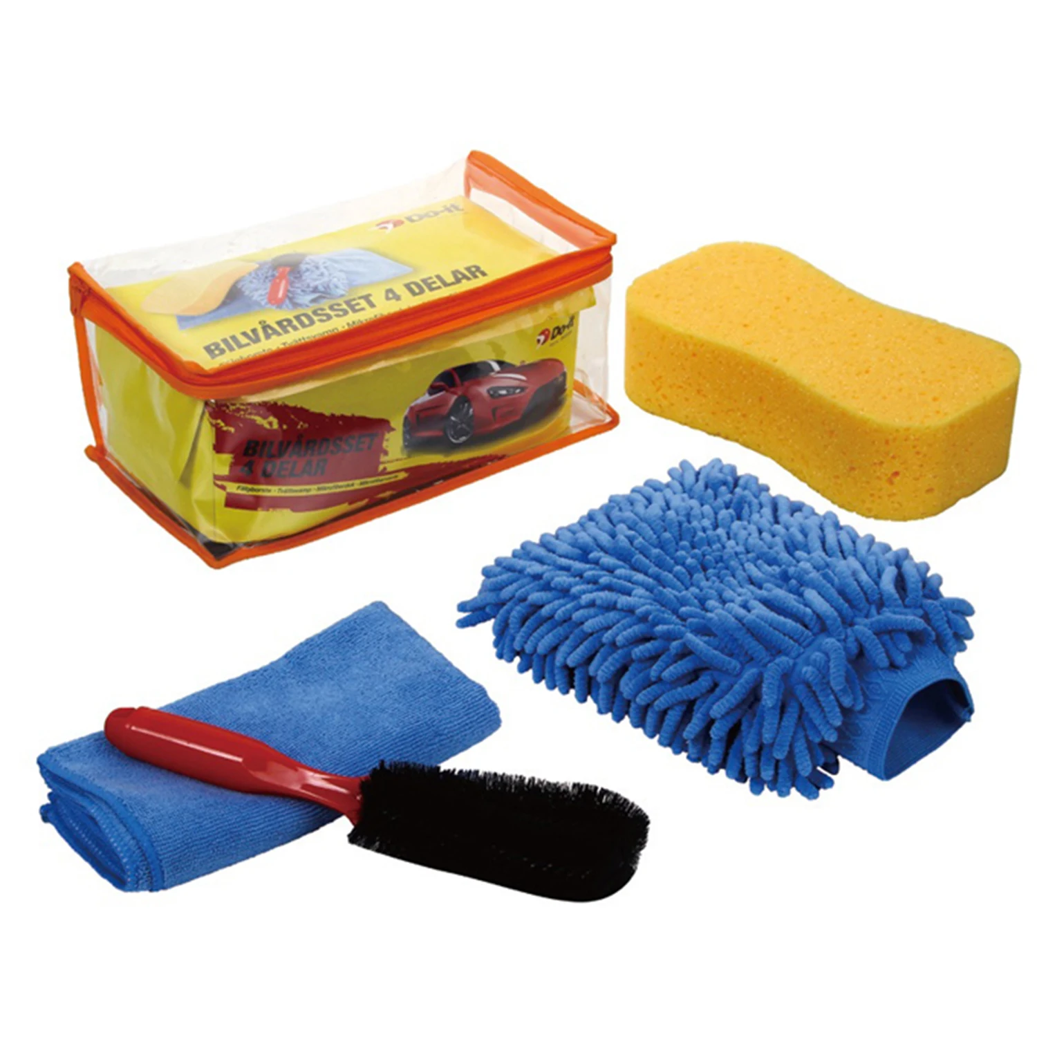 Microfiber car cleaning towel, with chenille mitt car cleaning kit