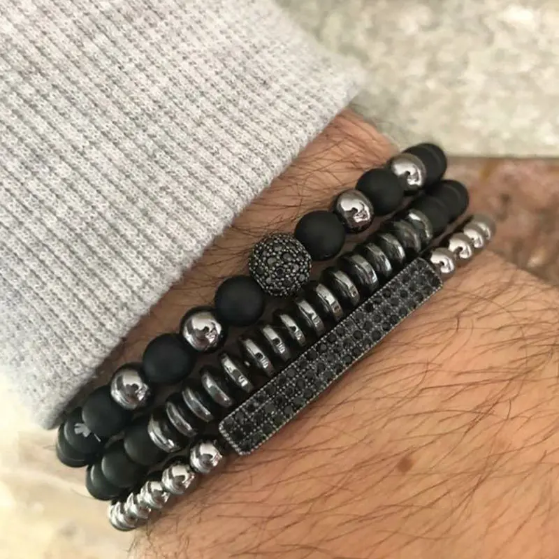 3 Pcs Set Trendy Natural Lava Stone Beaded Bracelets Hot Selling Luxury Cubic Zirconia Round Beads Charm Bracelet Set For Men
3 Pcs Set Trendy Natural Lava Stone Beaded Bracelets Hot Selling Luxury Cubic Zirconia Round Beads Charm Bracelet Set For Men