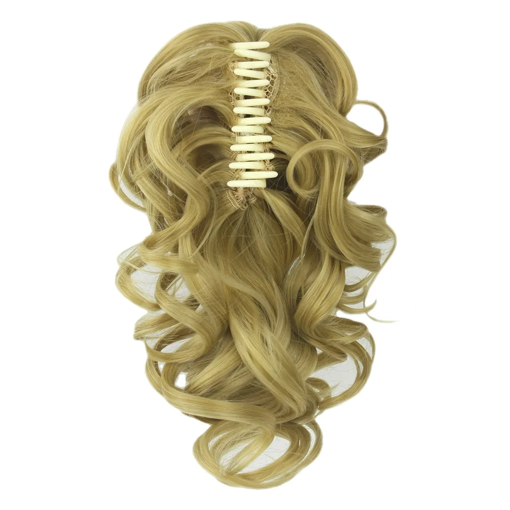 cheap and most popular synthetic hair little girls blonde curly claw clip ponytail hair extensions