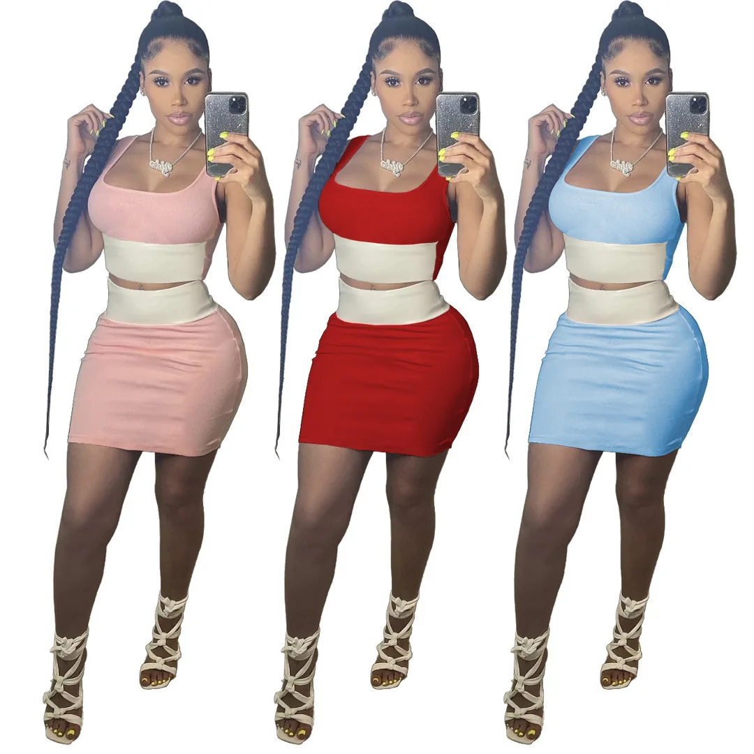 2021 Summer Women Clothing Wholesale Slim Fit Custom Sweatshirt Tank Top Outfits Two Toned Two Piece Skirt Set
2021 Summer Women Clothing Wholesale Slim Fit Custom Sweatshirt Tank Top Outfits Two Toned Two Piece Skirt Set