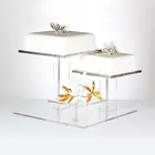 Clear Square 3 Tier Acrylic Cake Display Stand