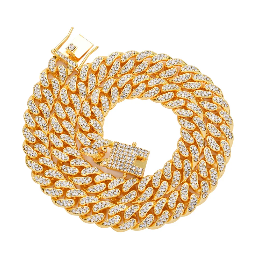 New Desigh 18K Gold Plated Prong Set Crystal Rhinestone Miami Cuban Link Chain Full Diamond Hip Hop Necklace
New Desigh 18K Gold Plated Prong Set Crystal Rhinestone Miami Cuban Link Chain Full Diamond Hip Hop Necklace