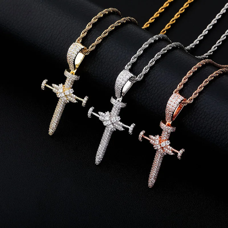 Nail shape Hip Hop 18K gold plating Cross Pendant Necklace Micro Pave Cubic Zirconia Pendant Punk Fashion Jewelry For Gift, Multi color
Nail shape Hip Hop 18K gold plating Cross Pendant Necklace Micro Pave Cubic Zirconia Pendant Punk Fashion Jewelry For Gift, Multi color