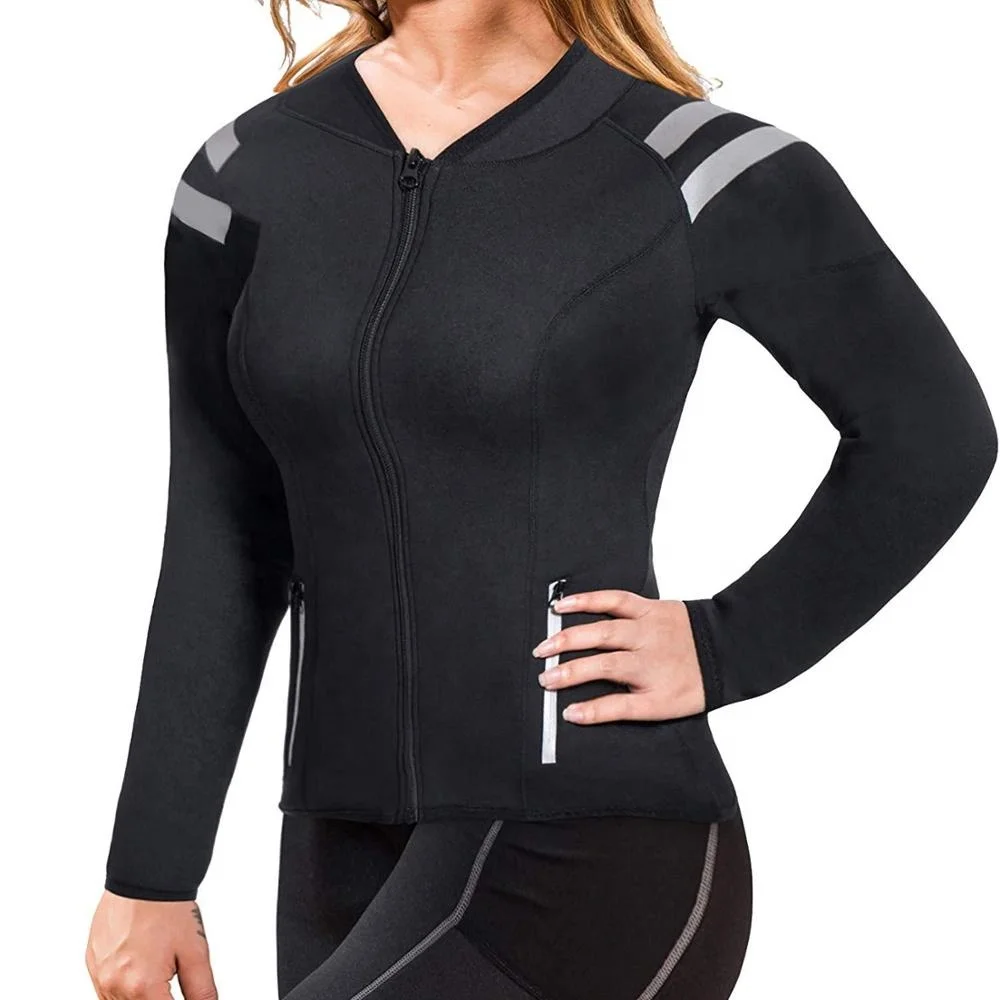 women sauna sweat suit jacket vest shirt long neoprene workout sleeve shirts loss weight pants suits body running waist jackets, Black
women sauna sweat suit jacket vest shirt long neoprene workout sleeve shirts loss weight pants suits body running waist jackets, Black