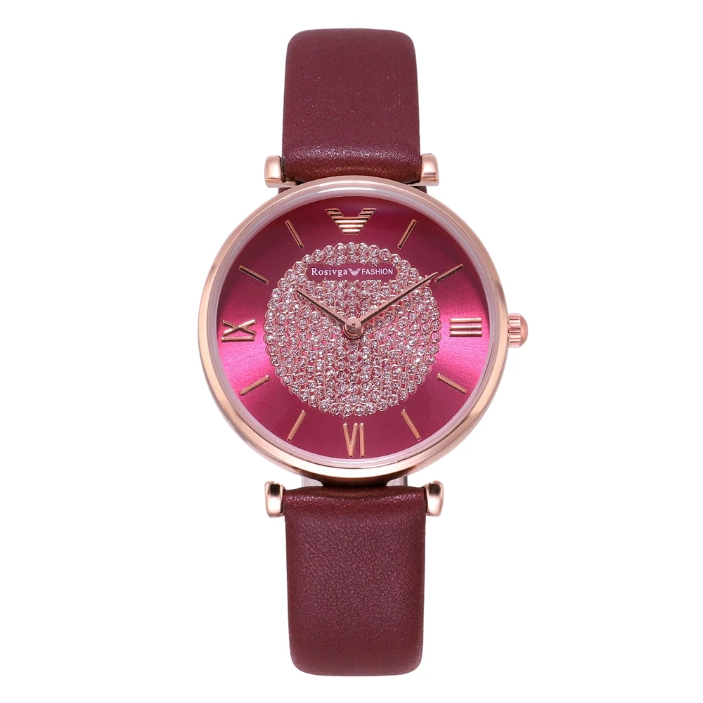 RTS Leather Strap Diamond Rose Gold Case Roman Numeral Display Ladies Fashion Luxury Watch, As picture
RTS Leather Strap Diamond Rose Gold Case Roman Numeral Display Ladies Fashion Luxury Watch, As picture
