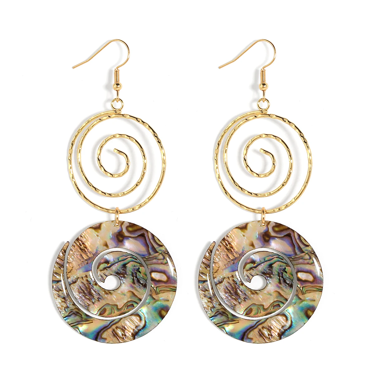 

Wholesale costume jewellery 18k gold plated alloy hawaii samoa nature Abalone shell drop fall 2023 earrings