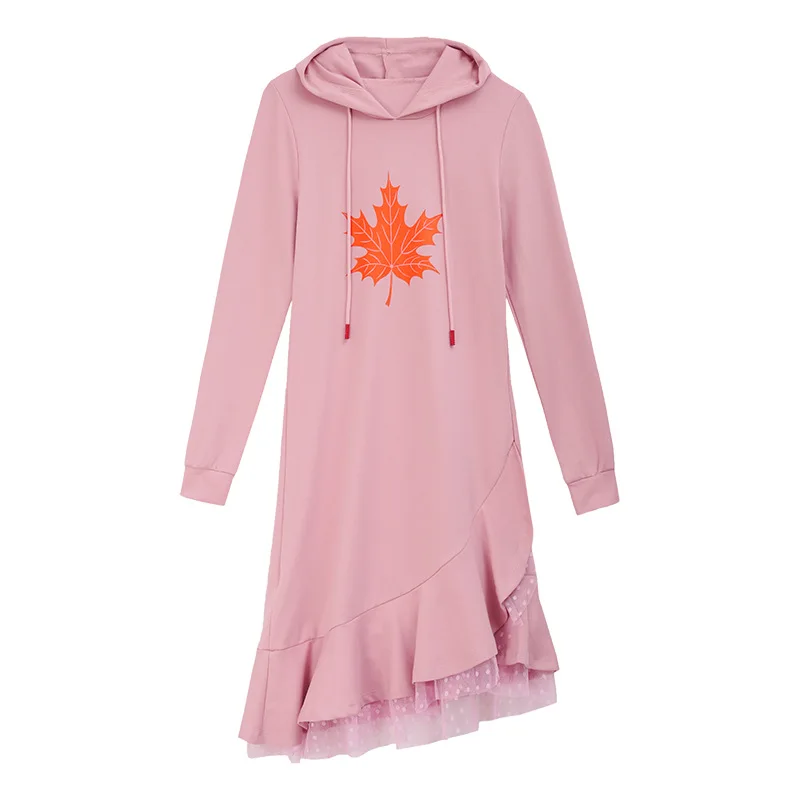 2021 Spring New Korean Version Loose Ruffled Pink Lace Stitching Printed Hooded Mid-length Sweatshirt Dress, Picture
2021 Spring New Korean Version Loose Ruffled Pink Lace Stitching Printed Hooded Mid-length Sweatshirt Dress, Picture