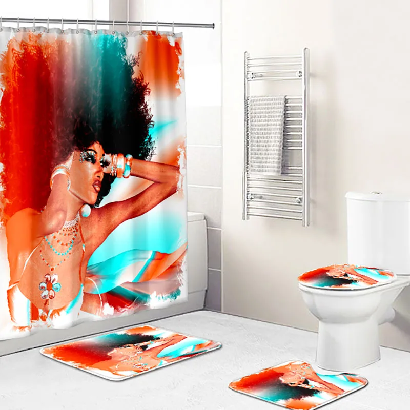 African American Black Girl Funny Cartoon Waterproof Bathroom Set 3D Custom Shower Curtain With Rugs, Custom-made
African American Black Girl Funny Cartoon Waterproof Bathroom Set 3D Custom Shower Curtain With Rugs, Custom-made