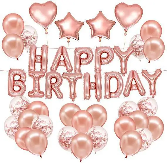 Rose Gold Birthday Party Decorations Various colors Happy Birthday Banner Latex Balloon with Foil Balloon
Rose Gold Birthday Party Decorations Various colors Happy Birthday Banner Latex Balloon with Foil Balloon