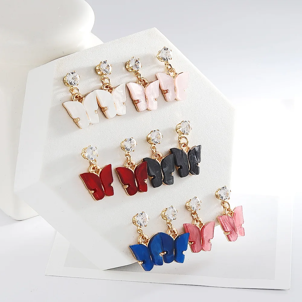Hot Sale Wild Sweet Color Zircon Acrylic Butterfly Earrings Korean Style Simple Earrings for Women, Multicolor
Hot Sale Wild Sweet Color Zircon Acrylic Butterfly Earrings Korean Style Simple Earrings for Women, Multicolor