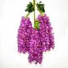 Fashionable Wisteria Wine Elegant Artificial Silk Flower Vine Rattan For Wedding Decorations