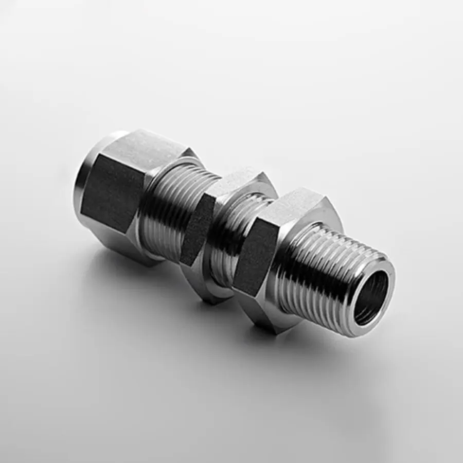 Stainless steel double ferrule Inch OD Straight Bulkhead hydraulic tube fittings for machinery
Stainless steel double ferrule Inch OD Straight Bulkhead hydraulic tube fittings for machinery