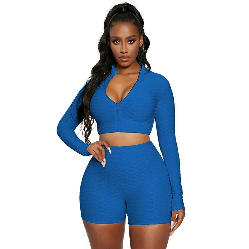2022 New Ladies Fitness Training Suit Summer Long Sleeve Zipper Shorts Shorts Yoga Suit
2022 New Ladies Fitness Training Suit Summer Long Sleeve Zipper Shorts Shorts Yoga Suit