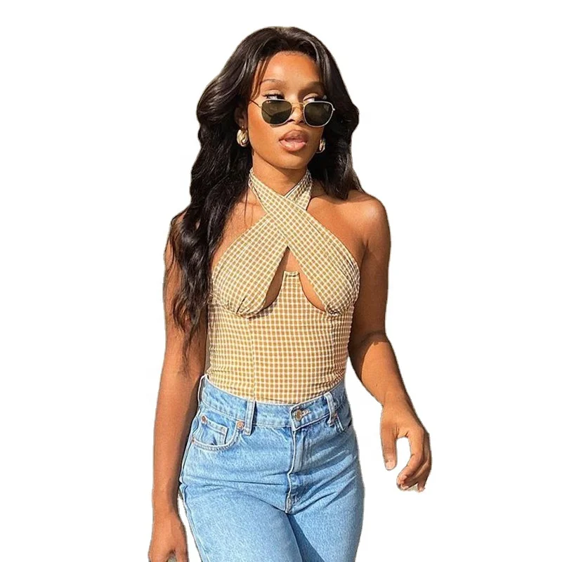 Trending fashion halter strap cross wrap plaid underwire women bra crop top, Black,yellow,blue
Trending fashion halter strap cross wrap plaid underwire women bra crop top, Black,yellow,blue