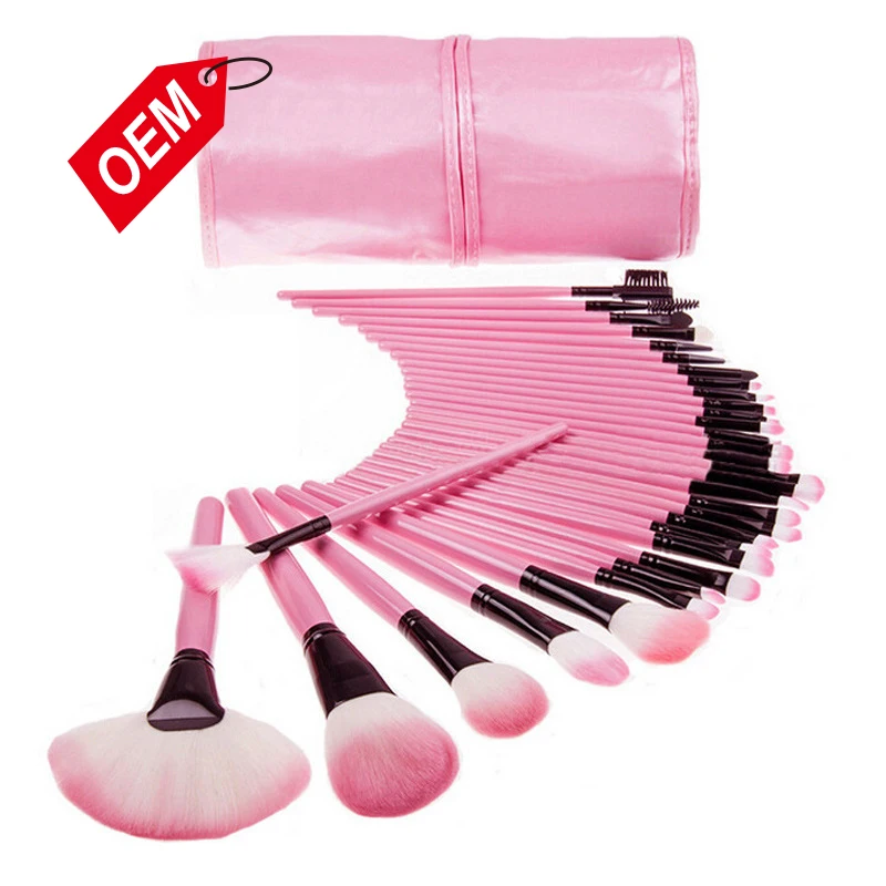 

32pcs Black Pink Wood Handle Private Label Custom Wholesale Cheap Make Up Beauty Makeup Brush Set with Bag