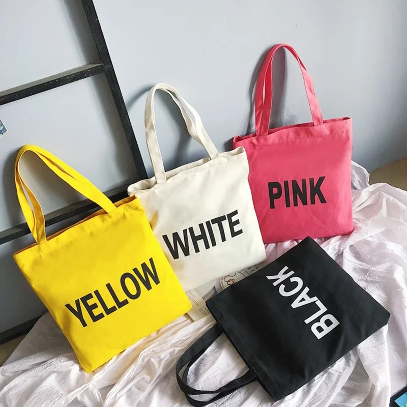Wholesale Multi-size Large Canvas Printing Shopping Bag Ladies Letter Handbag Support Customized Printing Logo Tote Bag, White, yellow, black, pink
Wholesale Multi-size Large Canvas Printing Shopping Bag Ladies Letter Handbag Support Customized Printing Logo Tote Bag, White, yellow, black, pink