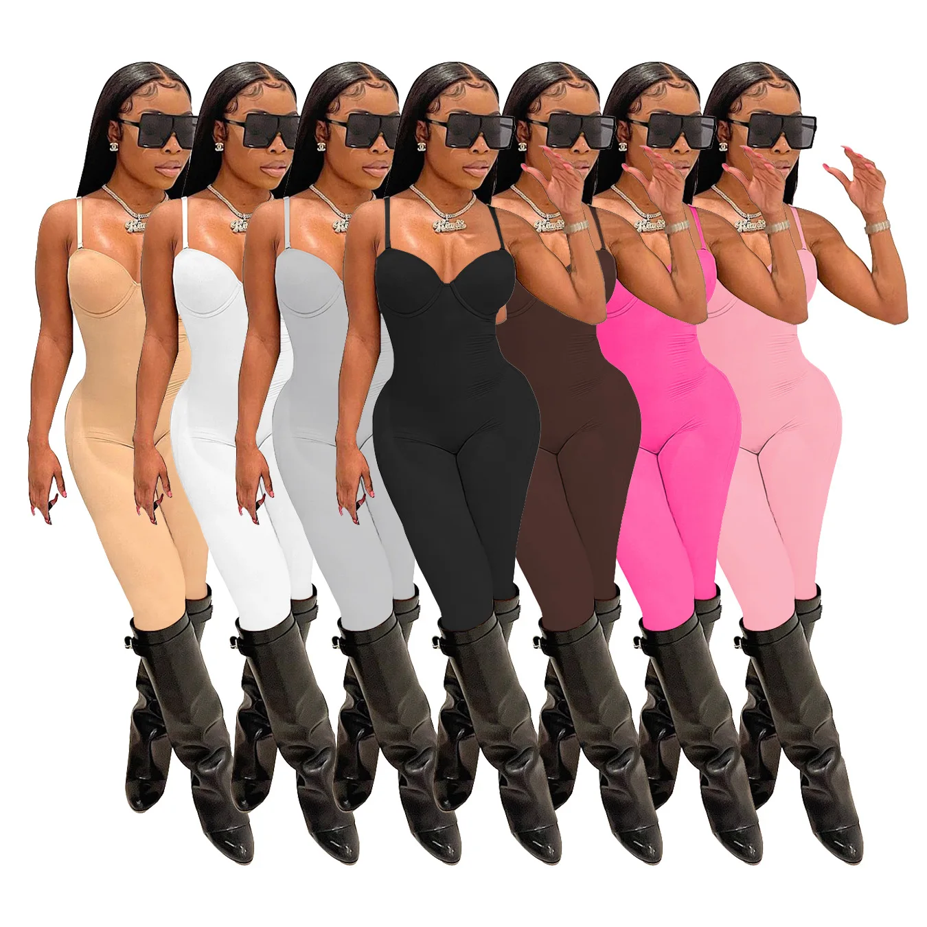 Summer 2022 Fashion Halter Cami Jumpsuit Fitness Skinny Rompers Women Solid Sleeveless Bodycon Sporty Lady One Piece Jumpsuit, Picture
Summer 2022 Fashion Halter Cami Jumpsuit Fitness Skinny Rompers Women Solid Sleeveless Bodycon Sporty Lady One Piece Jumpsuit, Picture