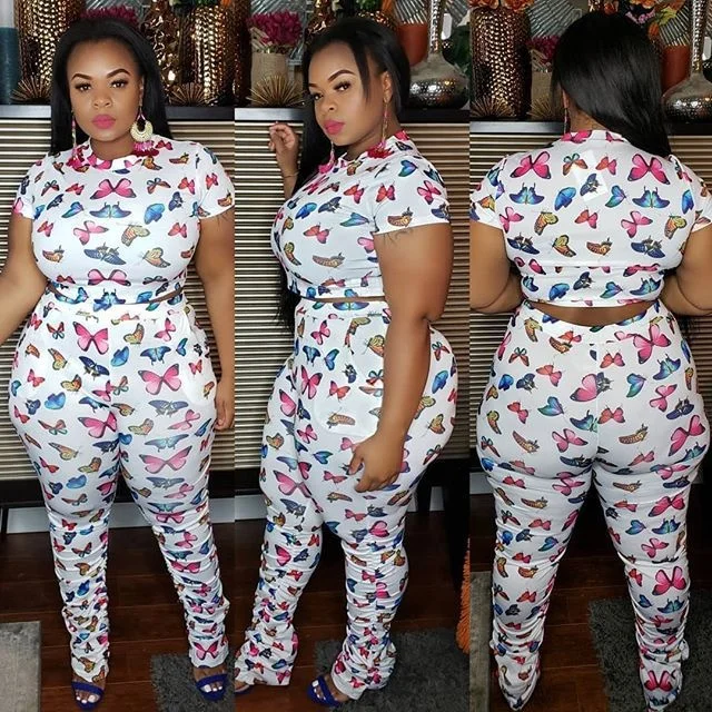 Hot Sale Butterfly Animal Digital Print 4XL 5XL Crew Neck Skinny White Short Sleeve Shirt Two Piece Set Long Plus Size Pants, In available
Hot Sale Butterfly Animal Digital Print 4XL 5XL Crew Neck Skinny White Short Sleeve Shirt Two Piece Set Long Plus Size Pants, In available