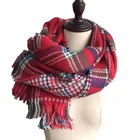 Acrylic Shawl Scarfs Shawls Designer Acrylic Thickened Double-sided Plaid Scarf Shawl For Warm