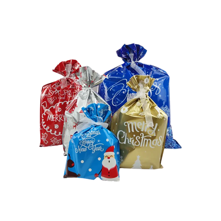 drawstring cheap christmas waterproof plastic gift cookie bags