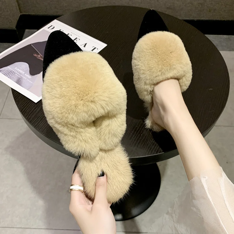Amazon Hot Sale Fashion Winter Faux Colorful Fur Pointed Women Plush Slippers, Green, black, kakhi
Amazon Hot Sale Fashion Winter Faux Colorful Fur Pointed Women Plush Slippers, Green, black, kakhi
