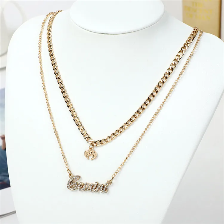 New Design Zodiac Sign Gold Plated Layered Necklaces Cuban Link Diamond Zodiac Necklace
New Design Zodiac Sign Gold Plated Layered Necklaces Cuban Link Diamond Zodiac Necklace