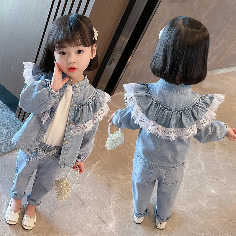 2022 New 2Pcs toddler girls clothing set long sleeve solid lace denim jacket coat + jeans pants outfits for girls, Picture shows
2022 New 2Pcs toddler girls clothing set long sleeve solid lace denim jacket coat + jeans pants outfits for girls, Picture shows