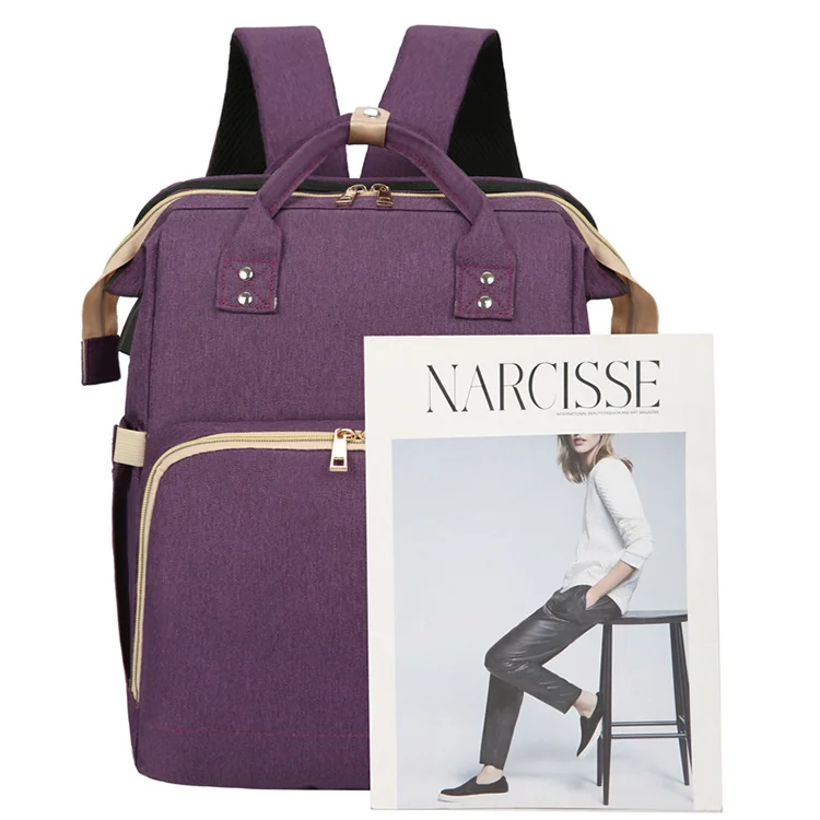 Double reinforcement design 7 colors to choose diaper backpack with Auto Folding Crib, Purple
Double reinforcement design 7 colors to choose diaper backpack with Auto Folding Crib, Purple