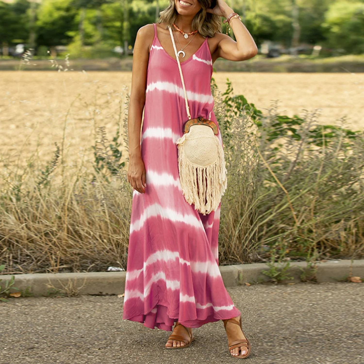 Wholesale Summer Plus Size Sleeveless Stripe Maxi Long Loose Women Clothing Women Casual Dresses, Shown
Wholesale Summer Plus Size Sleeveless Stripe Maxi Long Loose Women Clothing Women Casual Dresses, Shown