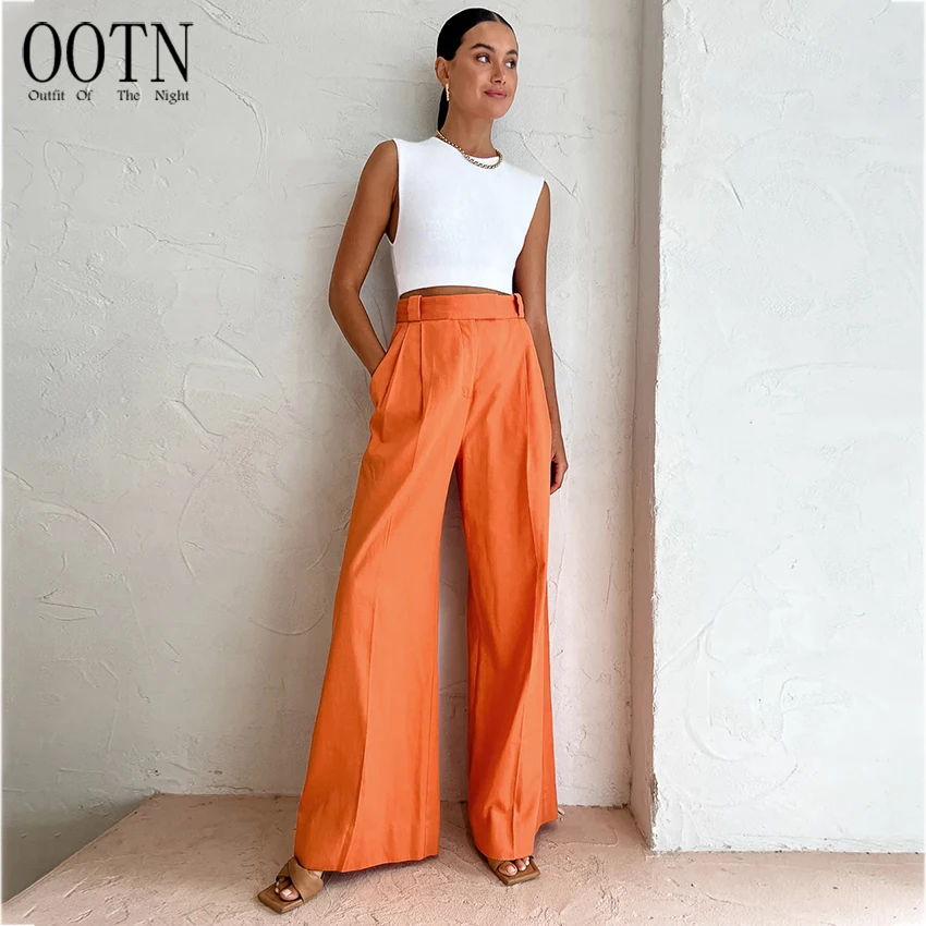 OOTN Female Pockets High Waist Wide Leg Pants Women 2023 New Cotton Linen Loose Trousers Summer Chic Casual Orange Long Pants
OOTN Female Pockets High Waist Wide Leg Pants Women 2023 New Cotton Linen Loose Trousers Summer Chic Casual Orange Long Pants