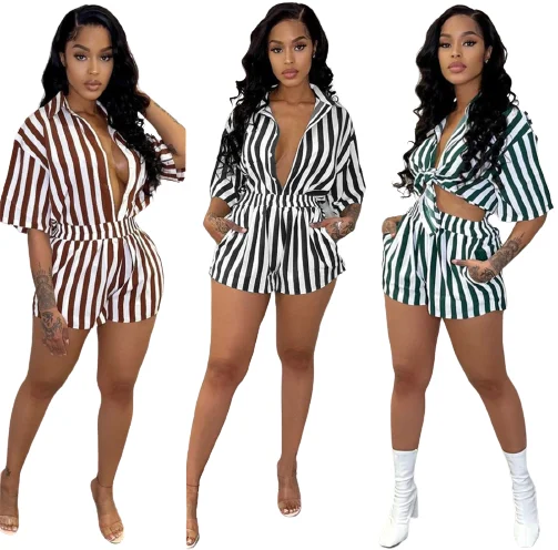 New Summer 2022 women clothes fashion stripe silk blouse short sets womens two piece casual short set
New Summer 2022 women clothes fashion stripe silk blouse short sets womens two piece casual short set