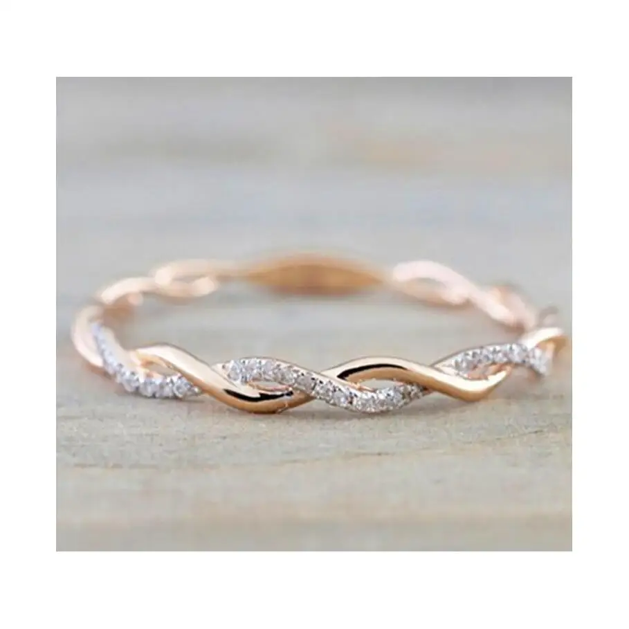Wedding Rings Jewelry Style Round Diamond Rings For Women Thin Rose Gold Color Twist Rope Stacking In Stainless Steel
Wedding Rings Jewelry Style Round Diamond Rings For Women Thin Rose Gold Color Twist Rope Stacking In Stainless Steel