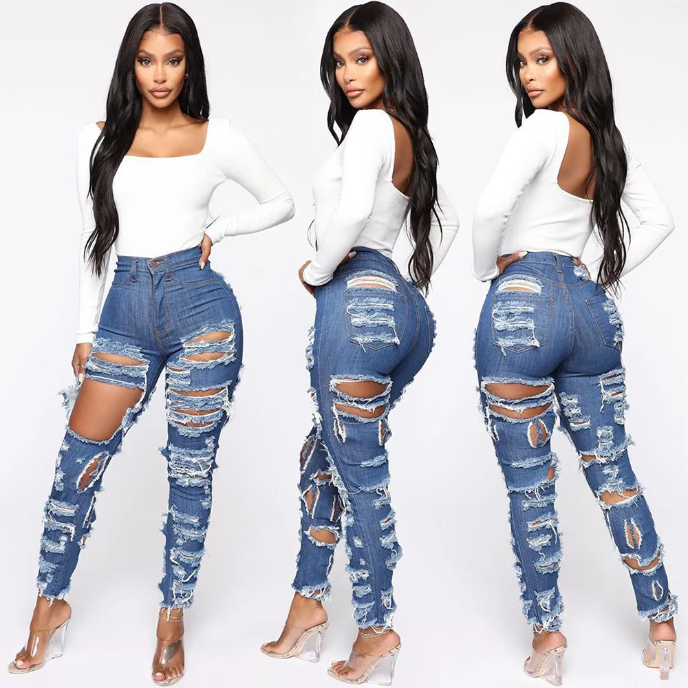 Free express Cross-border spring and summer new cut torn stretch slim fit pants fashion high waist jeans women
Free express Cross-border spring and summer new cut torn stretch slim fit pants fashion high waist jeans women