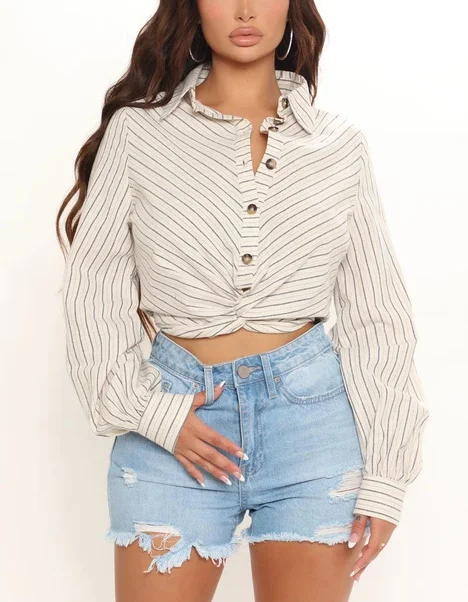 2021 New Arrivals Plus Size Women Striped Shirt Plain Crop Tops Womens Button Up Blouse Womens Cotton Shirt
2021 New Arrivals Plus Size Women Striped Shirt Plain Crop Tops Womens Button Up Blouse Womens Cotton Shirt