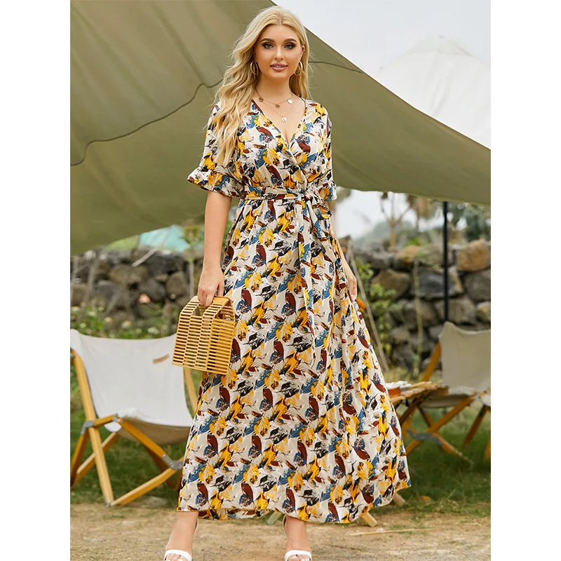 2021 summer new style plus size fashions dress casual printing V-neck lace-u spring -women dress, Shown
2021 summer new style plus size fashions dress casual printing V-neck lace-u spring -women dress, Shown