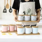 Nordic creative three-piece ceramic marble seasoning jar set salt/spice bottle for kitchen used