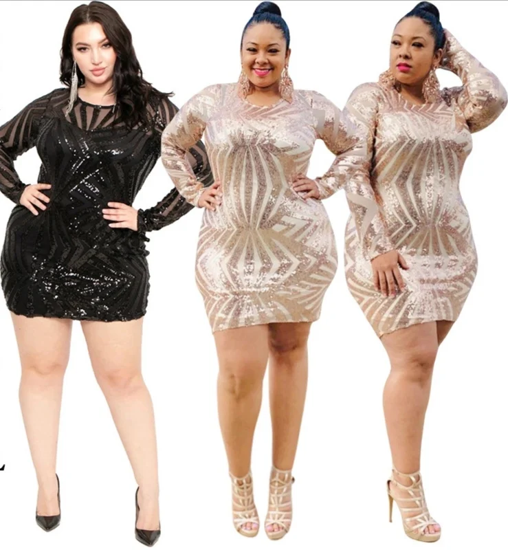 

2022 new arrivals sequined plus size women clothing summer sexy plus size dress, As the picture show