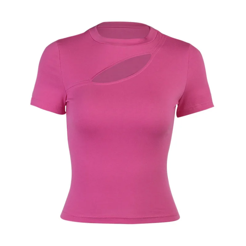 Night Club Party Street T-shirt For Women Solid Color Hollow Sexy Slim Round Neck Plain T-shirts Women
Night Club Party Street T-shirt For Women Solid Color Hollow Sexy Slim Round Neck Plain T-shirts Women
