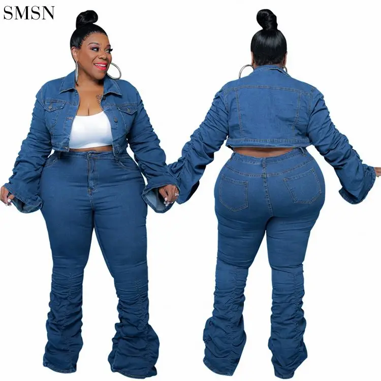 High Quality 2021 Autumn Casual Plus Size Women stacked Oversized jeans Denim Jacket Stylish Two Piece Pants Set
High Quality 2021 Autumn Casual Plus Size Women stacked Oversized jeans Denim Jacket Stylish Two Piece Pants Set