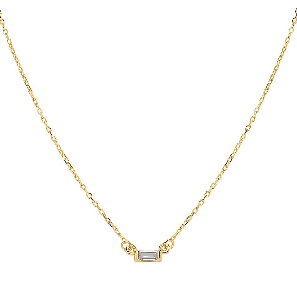 18K Gold Plated 925 Sterling Silver Solo Baguette Chain Pendant Necklace With rectangle Zircon For Women
18K Gold Plated 925 Sterling Silver Solo Baguette Chain Pendant Necklace With rectangle Zircon For Women