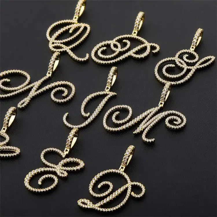 Wholesale Hot Selling Full Crystal Cursive Initial Pendant Zircon Baguette Letter Necklace High Quality
Wholesale Hot Selling Full Crystal Cursive Initial Pendant Zircon Baguette Letter Necklace High Quality