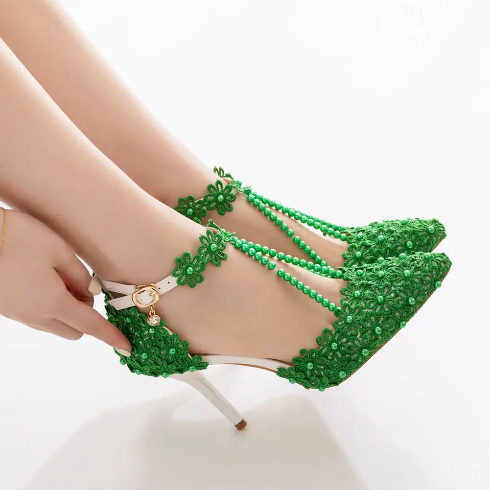 Fashion Color Women's Wedding High Heel Pointed Toe Lace Pearl Bridal Party High Heels
Fashion Color Women's Wedding High Heel Pointed Toe Lace Pearl Bridal Party High Heels